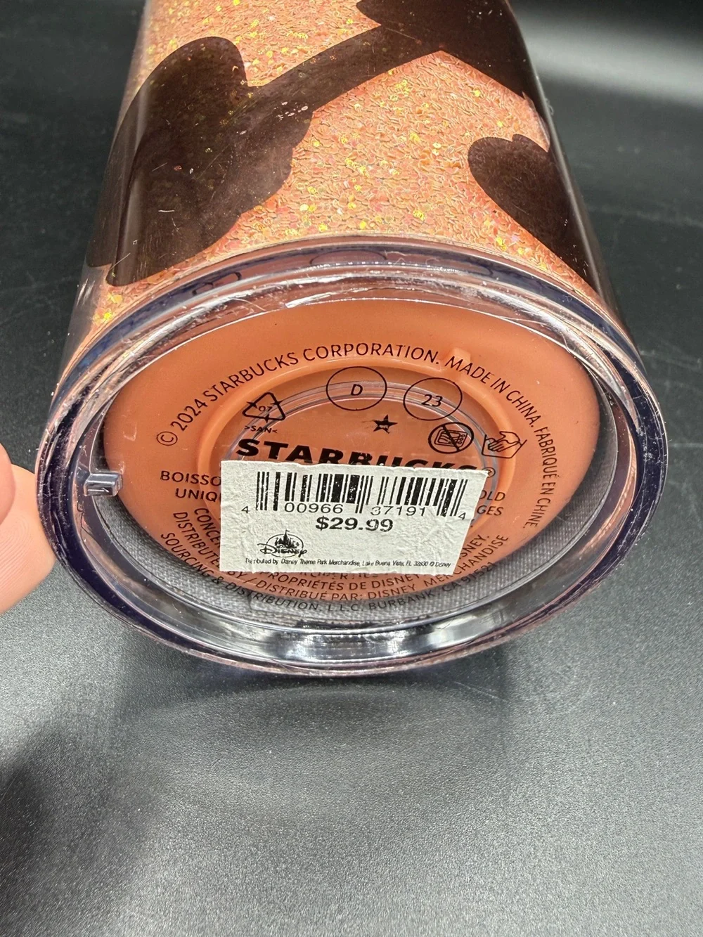 Starbucks Walt Disney World Peach Punch Glitter Mickey Tumbler 2024 24oz